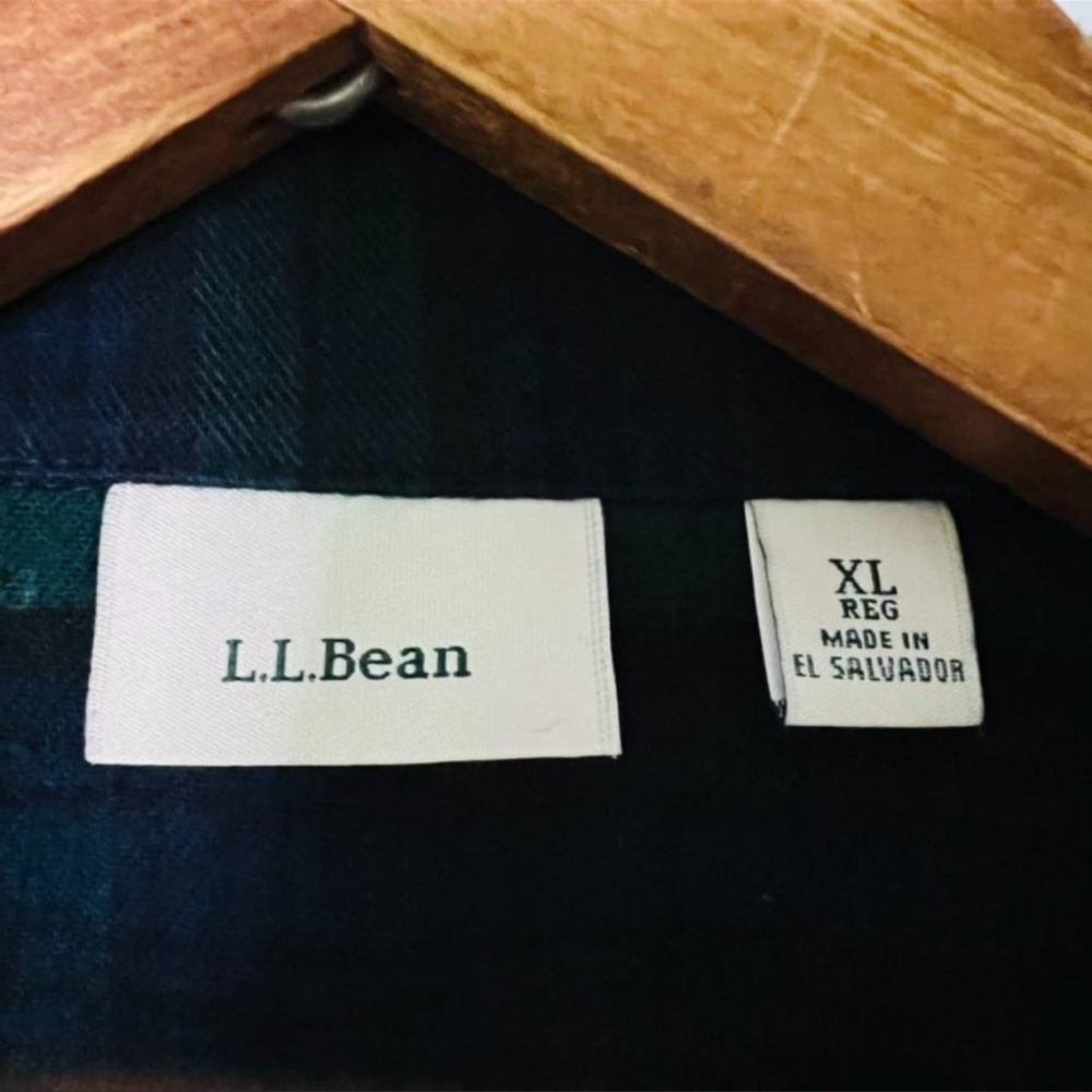 L.L. Bean | Blue & Green Cotton Long Sleeve Button Down Shirt - Picture 3 of 4